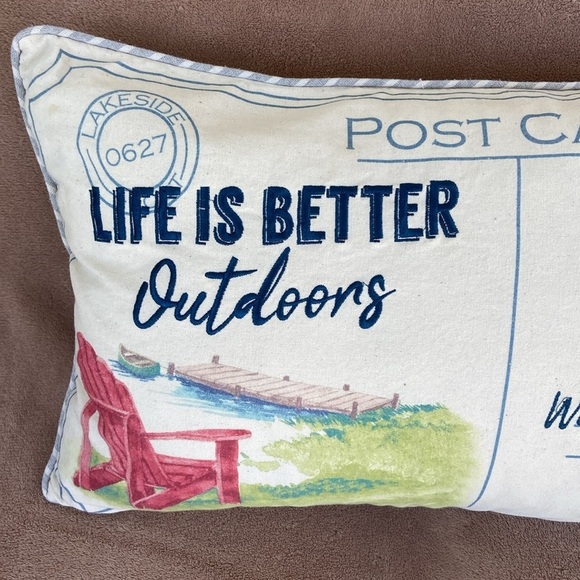 Tommy Bahama Life is Better Outdoors Postcard Pillow size 24x 14 used - Picture 4 of 6